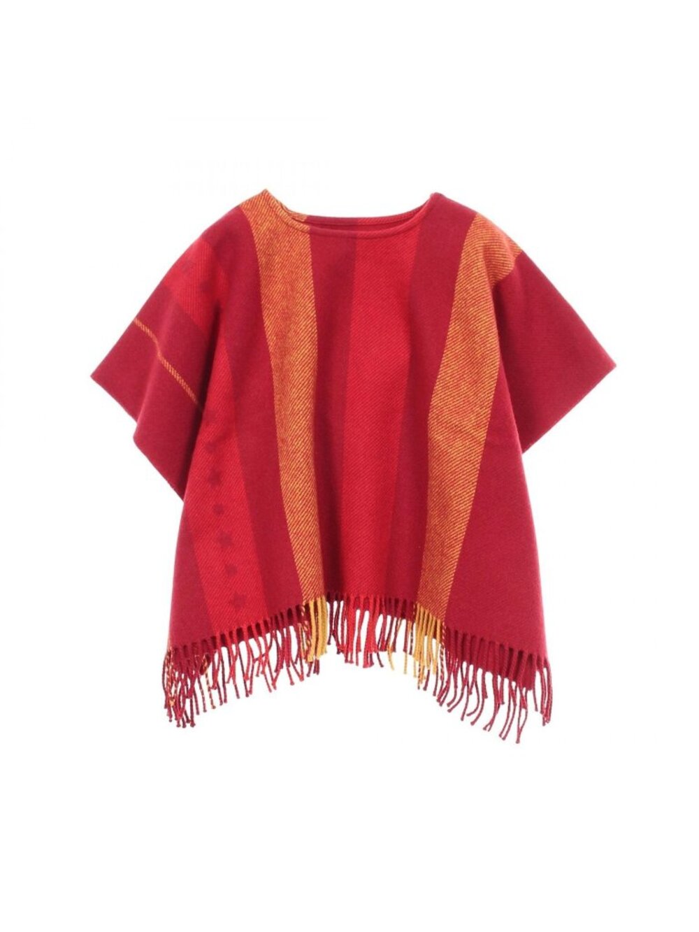 Hermes Poncho Kids Sellier Buttons Fringe Wool Cashmere